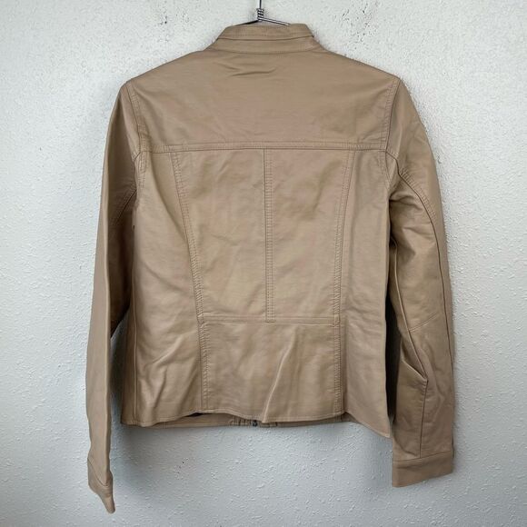 Ana Cream Faux Leather Full Zip Jacket Size S EUC - Picture 4 of 5